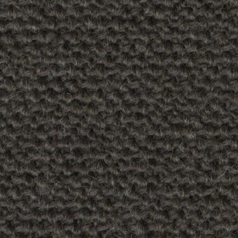 Knit fabric texture, muted gray-brown, dense irregular loop pattern with horizontal and vertical yarn intersections, matte finish.